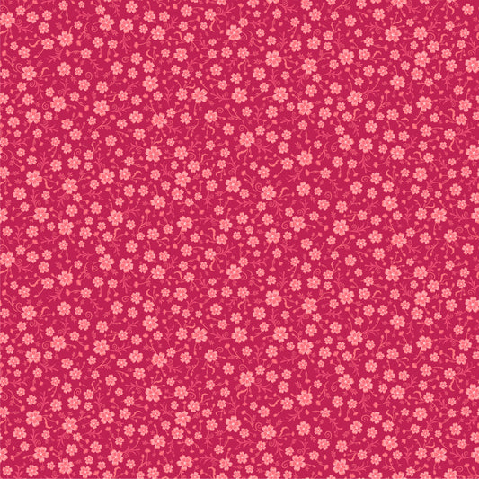 Summer Ditsy Red TS271618 from Tennessee Summer by Samantha Walker for Poppie Cotton, tiny tossed flowers on a rich red background.